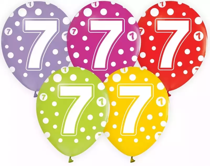 Balony lateksowe na 7 urodziny (5 sztuk)