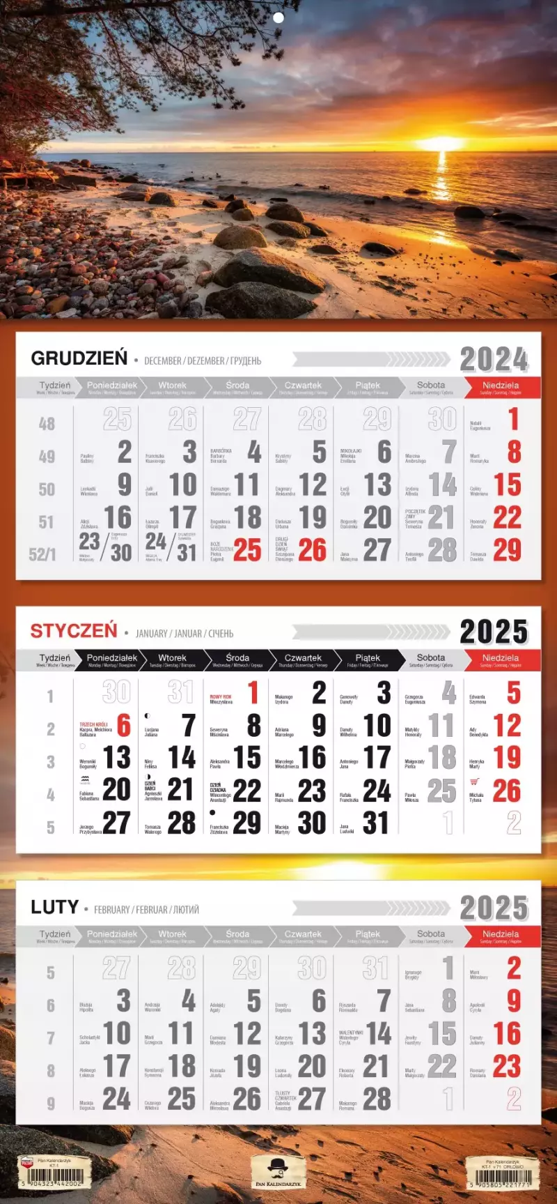Kalendarz ścienny TRÓJDZIELNY 2025 PLAŻA ORŁOWO Kalendarz ścienny TRÓJDZIELNY 2025 PLAŻA ORŁOWO