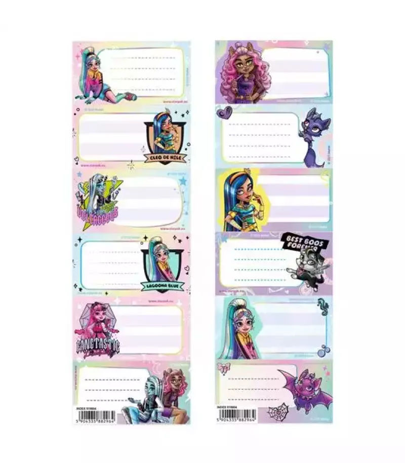 Naklejki Na Zeszyt Monster High 1 arkusz 6szt. Starpak 515604 Naklejki Na Zeszyt Monster High 1 arkusz 6szt. Starpak 515604