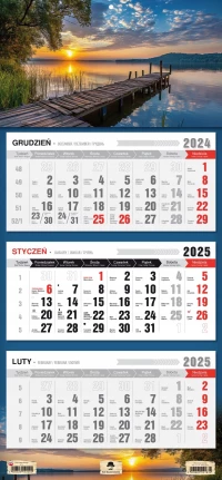 KALENDARZ TRÓJDZIELNY 2025 ROK ŚCIENNY PŁASKA GŁÓWKA GÓRY CZARNY STAW, zdjęcie 15