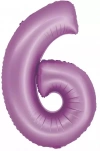 Balon foliowy. Cyfra 6, lawendowy (76 cm) - zdjęcie