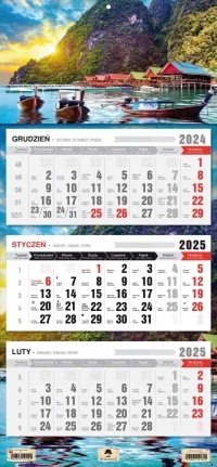 KALENDARZ TRÓJDZIELNY 2025 ROK ŚCIENNY PŁASKA GŁÓWKA GÓRY CZARNY STAW, zdjęcie 10
