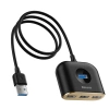 HUB Baseus Square USB-A do 1x USB-A 3.2 Gen 1 / 3x USB 2.0 z kablem 1m - czarny - zdjęcie
