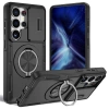 Etui na Samsung Galaxy S26 Ultra z przesuwaną osłoną aparatu i obrotową podstawką kompatybilne z MagSafe - czarne - zdjęcie