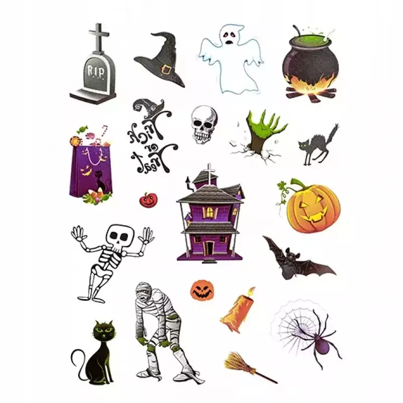 Tatuaże na HALLOWEEN - DpCraft - kolorowe, 23 szt.