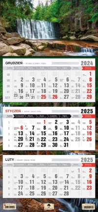 KALENDARZ TRÓJDZIELNY 2025 ROK ŚCIENNY PŁASKA GŁÓWKA GÓRY CZARNY STAW, zdjęcie 11