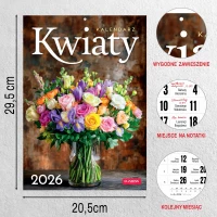 KALENDARZ ŚCIENNY A4 KWIATY 2026 Wieloplanszowy Miesięczny, zdjęcie 2