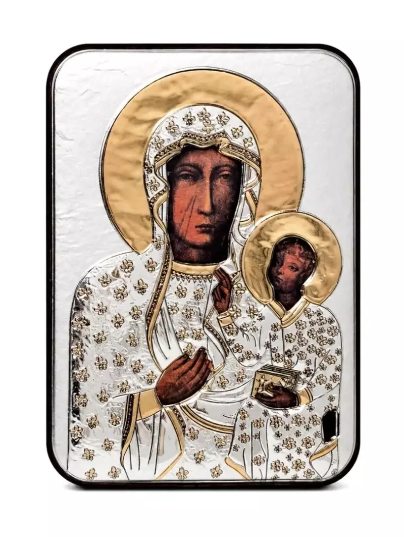Ikona srebrna M.B. Częstochowska 10,7x15cm Ikona srebrna M.B. Częstochowska 10,7x15cm