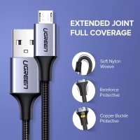 Kabel UGREEN US290 USB-A-micro USB 1.5m (czarny), zdjęcie 6