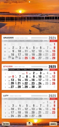 KALENDARZ TRÓJDZIELNY 2025 ROK ŚCIENNY PŁASKA GŁÓWKA GÓRY CZARNY STAW, zdjęcie 13