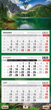 KALENDARZ TRÓJDZIELNY 2025 ROK ŚCIENNY PŁASKA GŁÓWKA GÓRY CZARNY STAW, zdjęcie 4