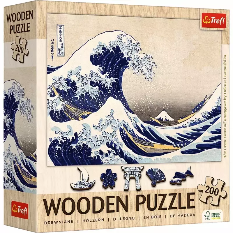 Puzzle 200 Drewniane Wielka Fala w Kanagawie  20250