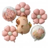 Balony foliowe matowe kapibara - stokrotka 6szt - zdjęcie