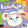 Maluch koloruje i nakleja z małpką. Gruby obrys - zdjęcie