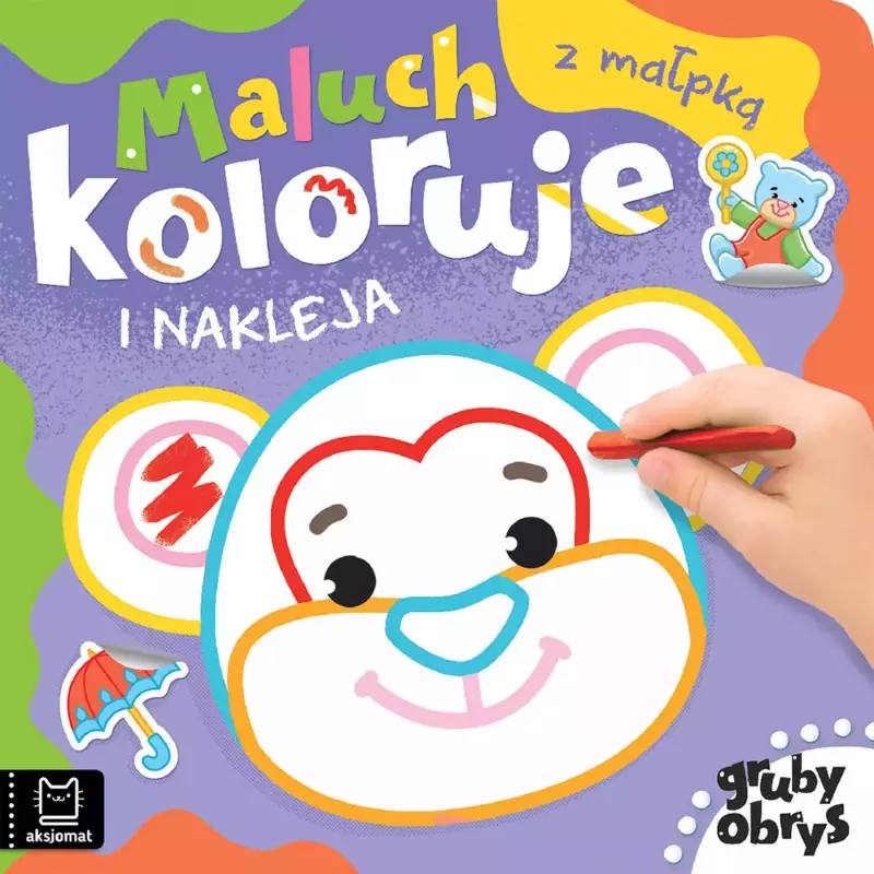 Maluch koloruje i nakleja z małpką. Gruby obrys Maluch koloruje i nakleja z małpką. Gruby obrys