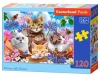 Puzzle 120 elementów. Kocięta z kwiatami - zdjęcie