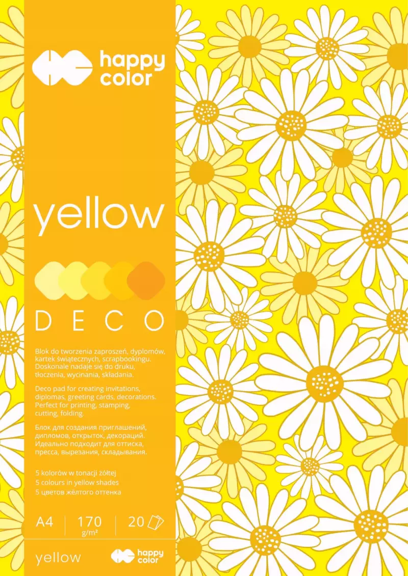 Blok A4/20K Deco Yellow 170g HAPPY COLOR Blok A4/20K Deco Yellow 170g HAPPY COLOR