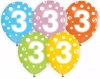 Balony lateksowe na 3 urodziny (5 sztuk) - zdjęcie