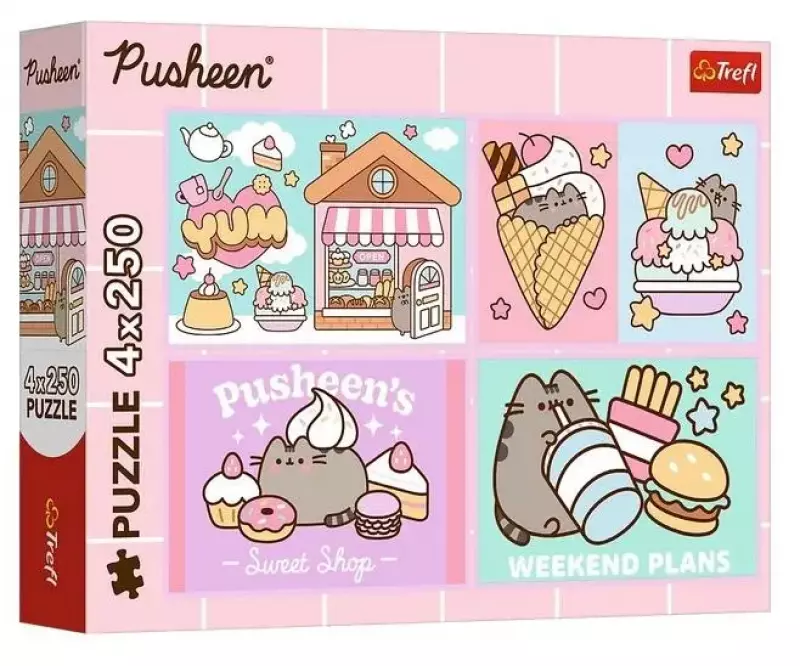 PUZZLE 4x250 Poznajcie Pusheena 13371