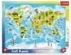 Puzzle ramkowe 25 elementów. Mapa świata ze zwierzętami - zdjęcie
