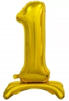 Balon foliowy stojący. Cyfra 1 (74 cm), złota - zdjęcie