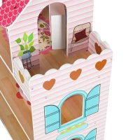 Domek dla lalek drewniany MDF mebelki 70cm różowy LED, zdjęcie 8
