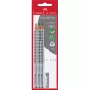Grip 2001 set srebrny 3x ołówek hb +gumka nakładka blister faber-castell - zdjęcie