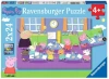 Puzzle 2x24 elementy. Świnka Peppa i cała klasa - zdjęcie