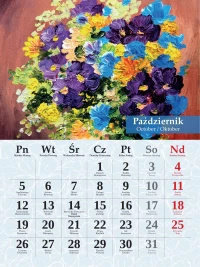 Kalendarz ścienny 2026 Bukiety Malowane 23x31cm kwiaty imieniny, zdjęcie 11
