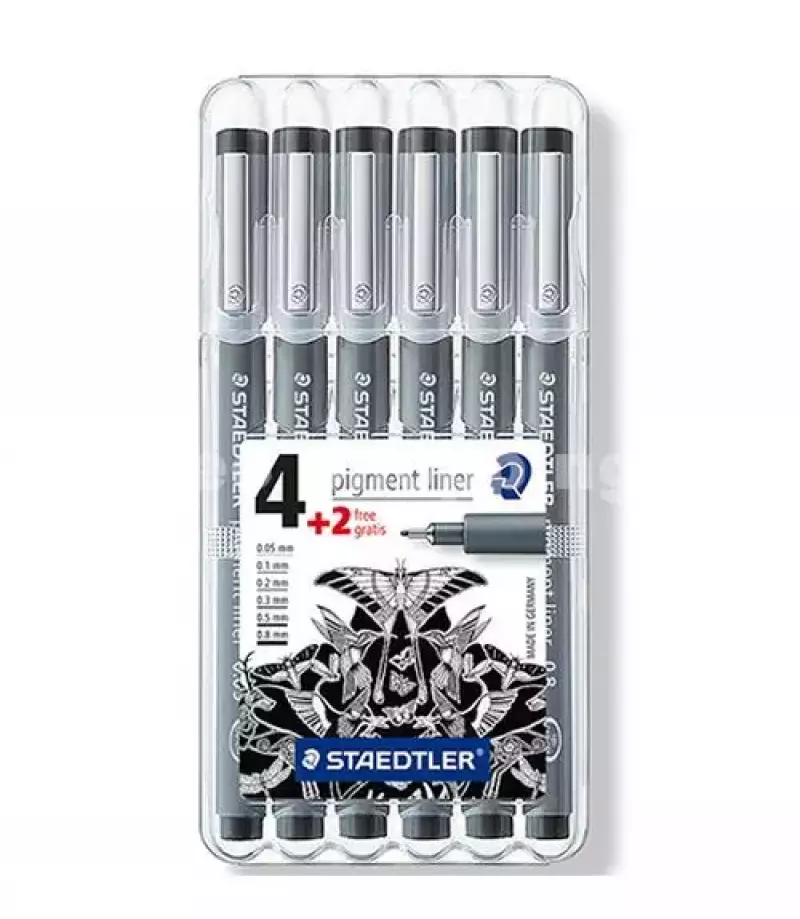 Pisak z atramentem pigmentowym Staedtler 6 sztuk, 6 grubości