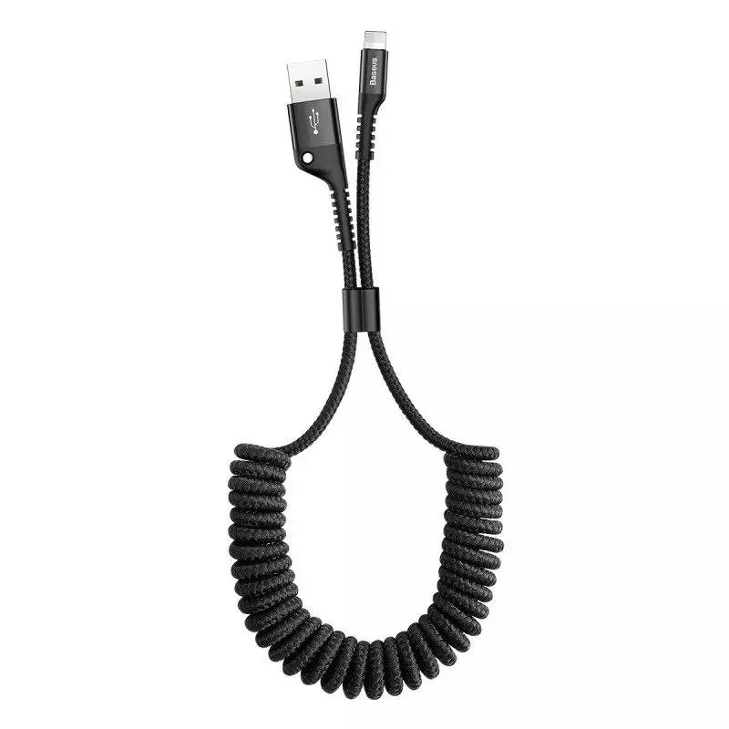 Kabel BASEUS Spring USB-A-Lightning 1m sprężynowy (czarny) Kabel BASEUS Spring USB-A-Lightning 1m sprężynowy (czarny)