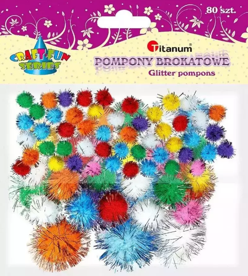 Pompony brokatowe 80szt. Pompony brokatowe 80szt.