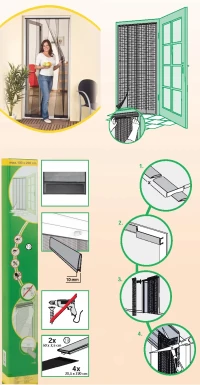 Moskitiera Drzwiowa Lamelowa 100X220 Poliester+taśma Rzep, zdjęcie 9