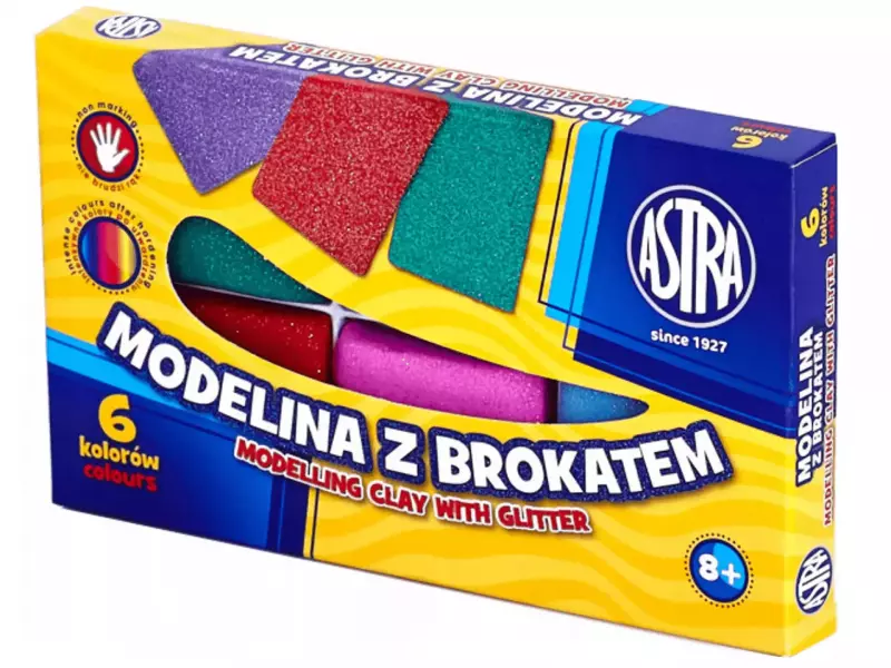 Modelina z brokatem, 6 kolorów Modelina z brokatem, 6 kolorów