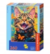 Puzzle 260 elementów. Szczęśliwy kot - zdjęcie