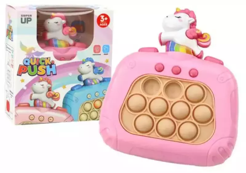 Gra Sensoryczna Jednorożec Pop It na baterie światła dźwięki różowa 19889 Lean Toys Gra Sensoryczna Jednorożec Pop It na baterie światła dźwięki różowa 19889 Lean Toys