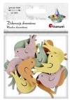Drewniane ptaszki 37x22mm pastelowe 12szt - zdjęcie