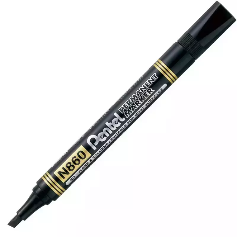 Marker permanentny N860 ścięta końc. czar., Pentel Marker permanentny N860 ścięta końc. czar., Pentel