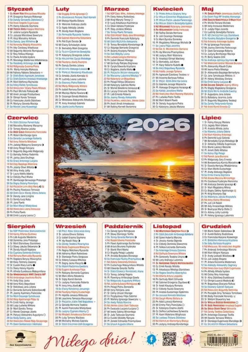 Kalendarz 2026 listkowy