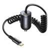 Ładowarka samochodowa Baseus Tiny Star 30W z wbudowanym spiralnym kablem USB-C - czarna - zdjęcie