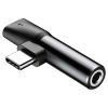 Baseus Audio Converter L41 adapter przejściówka ze złącza USB-C na port USB-C + gniazdo słuchawkowe 3,5 mm czarny (CATL41-01) - zdjęcie