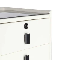 Szafka nocna szuflady oświetlenie LED USB ładowanie głośnik Bluetooth ecru, zdjęcie 3