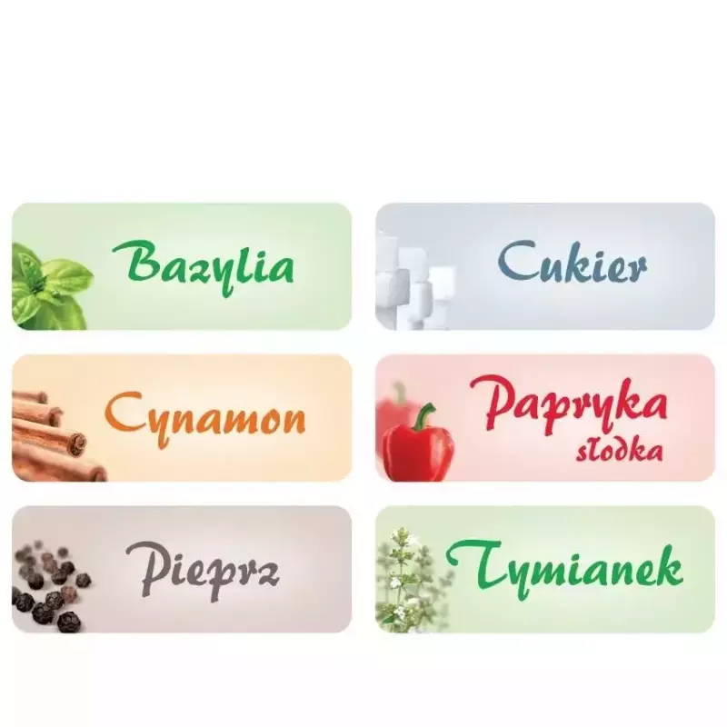 Naklejki foliowe - przyprawy po polsku Naklejki foliowe - przyprawy po polsku