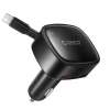 Ładowarka samochodowa Orico FC-66-1A2C 66W z wbudowanym zwijanym kablem USB-C - czarna - zdjęcie