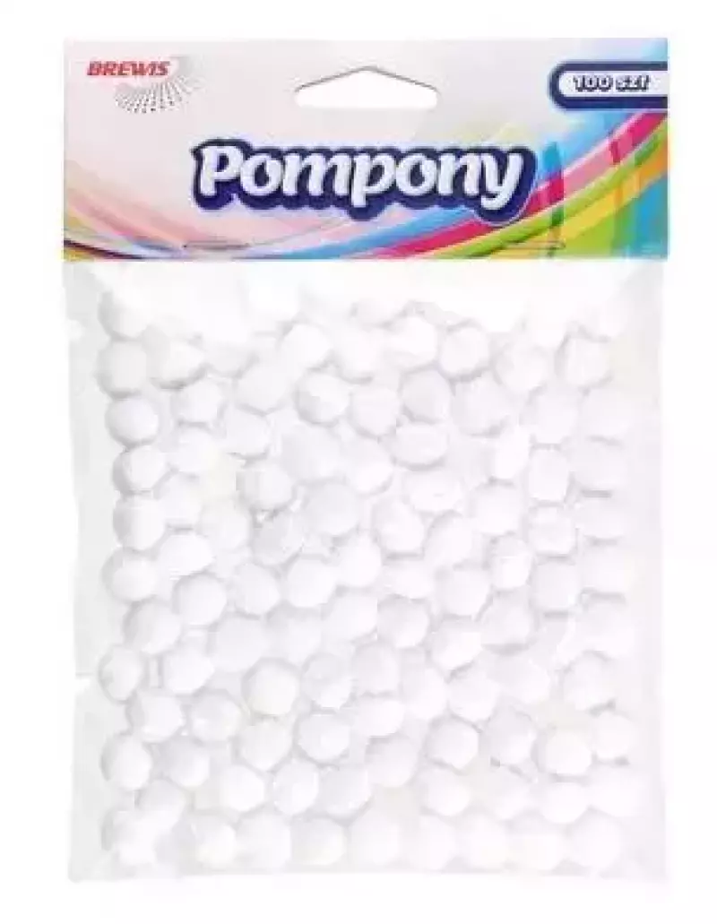 Pompony białe 10mm 100szt Pompony białe 10mm 100szt