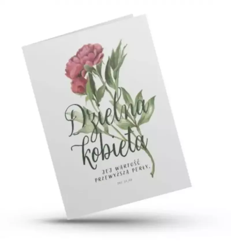 Kartka składana "Dzielna kobieta", róż Kartka składana "Dzielna kobieta", róż