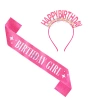 Szarfa i opaska urodzinowa Happy Birthday różowa - zestaw - zdjęcie