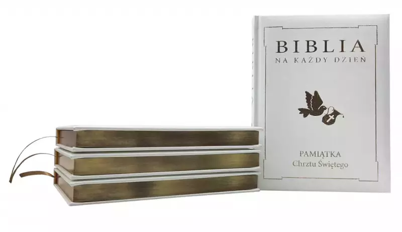 Biblia na każdy dzień. Pamiątka Chrztu Świętego, skórzana, złota