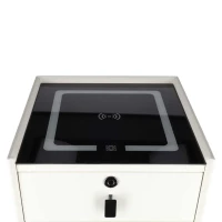 Szafka nocna szuflady oświetlenie LED USB ładowanie głośnik Bluetooth ecru, zdjęcie 2