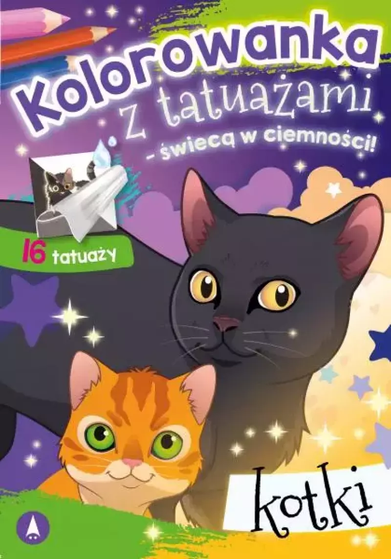 Kolorowanka z tatuażami - świecą w ciemności! Kotki Kolorowanka z tatuażami - świecą w ciemności! Kotki